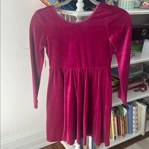 Hanna Andersson Berry Fit and Flare Velvet Long Sleeve Dress/ Tunic